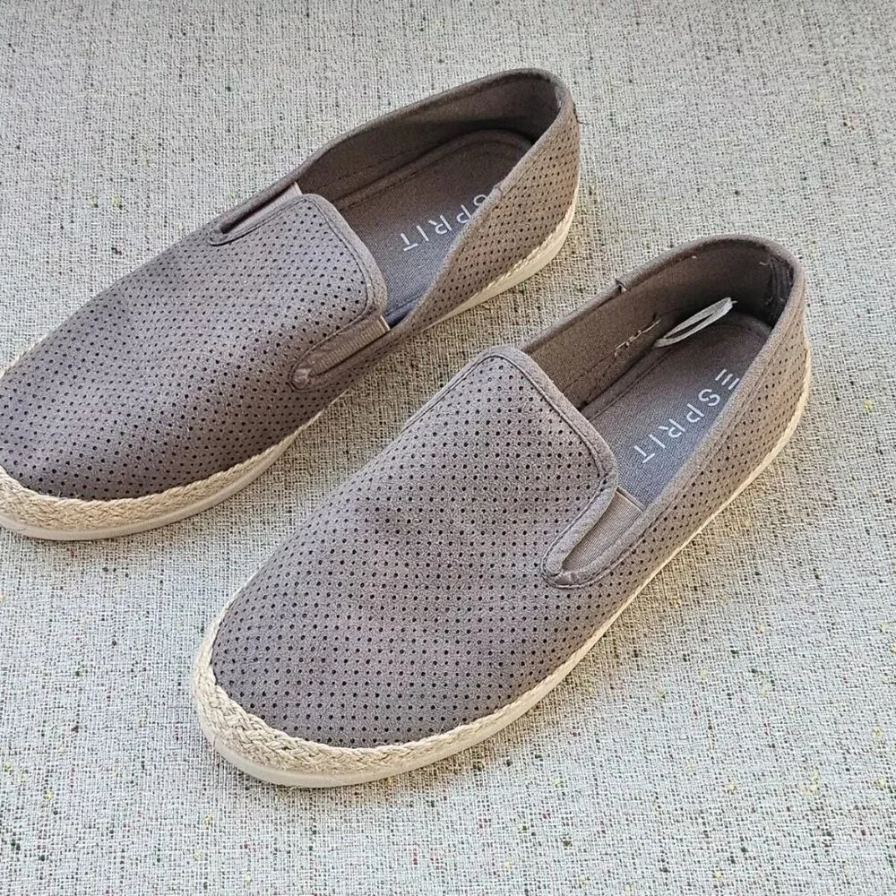 Esprit Women Shoes Espadrille Loafer Slip On Flat Gray Shoes Size 8.5M